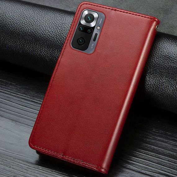 Кожаный чехол книжка GETMAN Gallant (PU) для Xiaomi Redmi Note 10 Pro / 10 Pro Max Искусственная кожа, Слот для визитки, Красный | Зображення 5