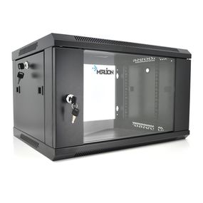 Шафа Merlion 6U, 600x450x367 (ШxГxВ) мм загартоване скло, чорна. сталь 1