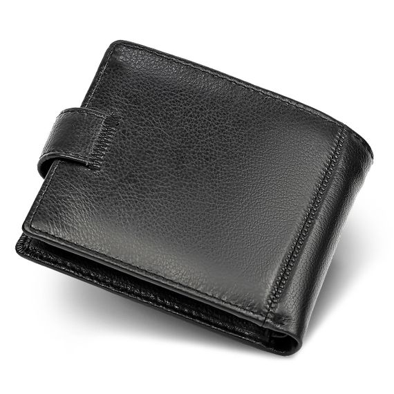 Шкіряне чоловіче портмоне на кнопці ST Leather ST-104-1 чорний | Зображення 1