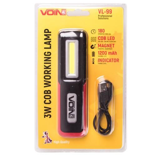 Переносна лампа "VOIN" VL- 99, 3W-COB+3W XPE/АКБ1200mAh/магніт/інд. заряда | Зображення 7