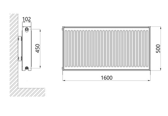 Радіатор сталевий Thermo Alliance IMAS 22 тип 500x1600 мм бічне підключення (TAI225001600K) | Зображення 1