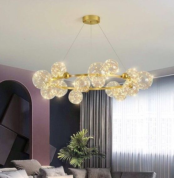 Люстра світлодіодна підвісна LED світильник для квартири на стелю лед 26576 Золото 35-110х60х60 см.