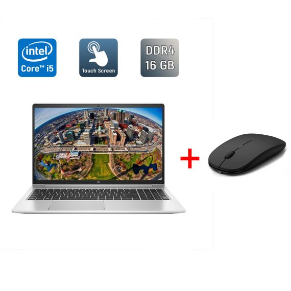 Ноутбук Б-класс HP ProBook 450 G9 / 15.6" (1920x1080) IPS Touch / Intel Core i5-1235U (10 (12) ядер по 3.3 - 4.4 GHz) / 16 GB DDR4 / 256 GB SSD / Intel Iris Xe Graphics / WebCam / TouchID б/у + Подарок Беспроводная мышь / USB