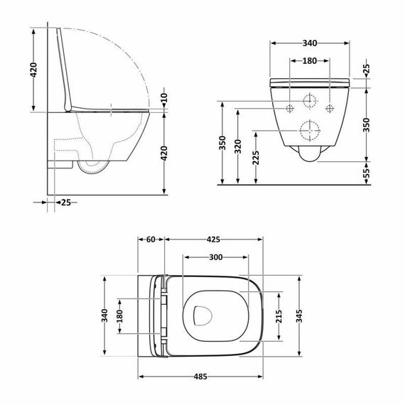 Унітаз підвісний Qtap Crow безобідковий з сідінням Soft-close QT05335171W | Зображення 1