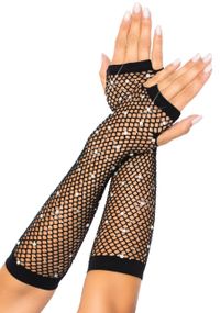 Митенки Leg Avenue Rhinestone Fishnet Arm Warmers Black sexstyle