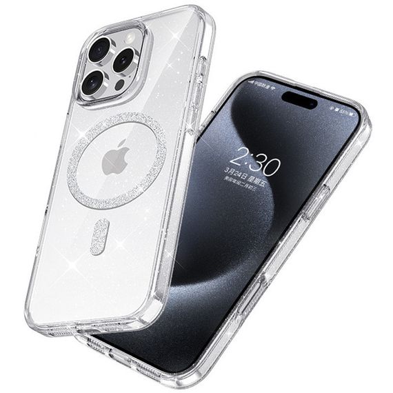 Чехол TPU Eclipse Sparkle Magnetic Fit для Apple iPhone 16 Pro Max (6.9") Clear | Зображення 6