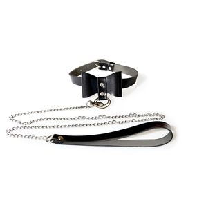 Чокер з повідцем Art of Sex - Butterfly чорний, екошкіра