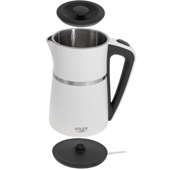 Электрочайник Adler AD 1355 белый 1,7 л, 2200 Вт, с двойными стенками | Зображення 3