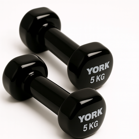 Гантели для фитнеса виниловые круглые York Fitness 2х5кг черный