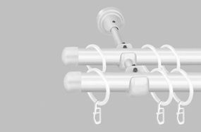 Карниз для штор двухрядный металлический 19 мм, Заглушки (комплект) Белый 320 см. (стык 2-х труб)