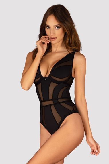 Боді з розрізом Obsessive Chic Amoria otwarte Чорне M/L