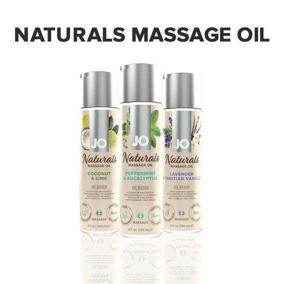 Масажна олія System JO - Naturals Massage Oil - Peppermint & Eucalyptus з натуральними ефірними олія | Зображення 4
