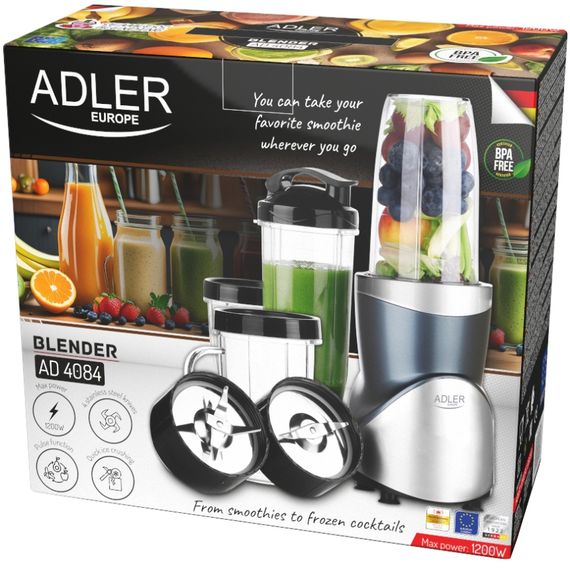Фітнес-блендер Adler AD 4084 500Вт/ Pulse/ скляні пляшки 1x700мл,2x500мл,1x300мл/ | Зображення 7