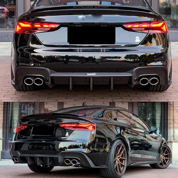 Диффузор заднего бампера V2 (для S-Line 2021-2025, Карбон) для Ауди A5 | Зображення 1