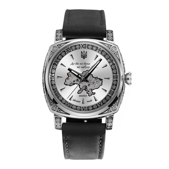 Годинник наручний Awarder 021-3D Де би не була Silver-White-Black Leather
