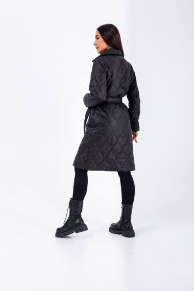 Женская демисезонная куртка-пальто стеганая NB23026 цвет черный, размер 42/44 | Зображення 3