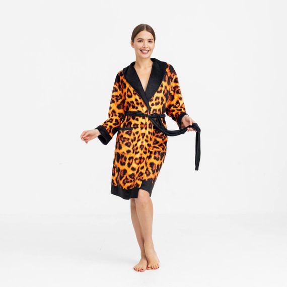 Халат жіночий з плюшевого велюру ексклюзивний Leopard 18274 M-L | Зображення 4