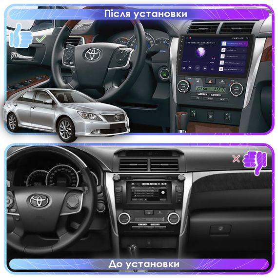 Штатная магнитола 10" Lesko для Toyota Camry VII (XV50) 2011-2014 6/128Gb 4G Wi-Fi GPS Android Top Тойота | Зображення 2
