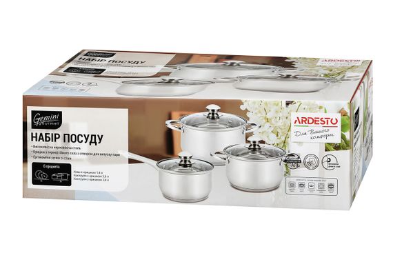 Набор посуды Ardesto Gemini Gourmet Varese, 6 пред.,  нержавеющая сталь (AR1906PS) | Зображення 4