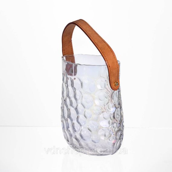 Ваза сумочка з ручкою 13×9.5×18 (см) декоративна скляна ваза для квітів 1.2 (л) Прозорий HP-19-153-6 | Зображення 2