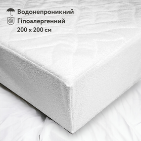 Наматрасник гипоаллергенный влагозащитный в трикотажной махре с резинкой по периметру 200х200 IGLEN Bari