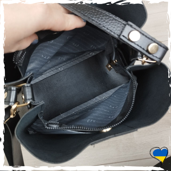 Сумка жіноча чорна з екошкіри. Сумка женская черная. Сумка чорна, екошкіра сумка | Зображення 6