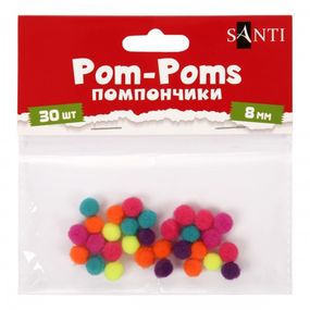 Помпоны Santi 955450 8 мм 30 шт неоновые цвета