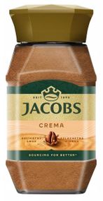 Кофе растворимый Jacobs Crema Gold, 200г, Германия, в стеклянной банке, порошкообразный