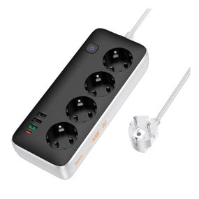 Подовжувач Hoco AC22 Sunlight (PD30W/1C/3A/4xSocket) (3m) Black