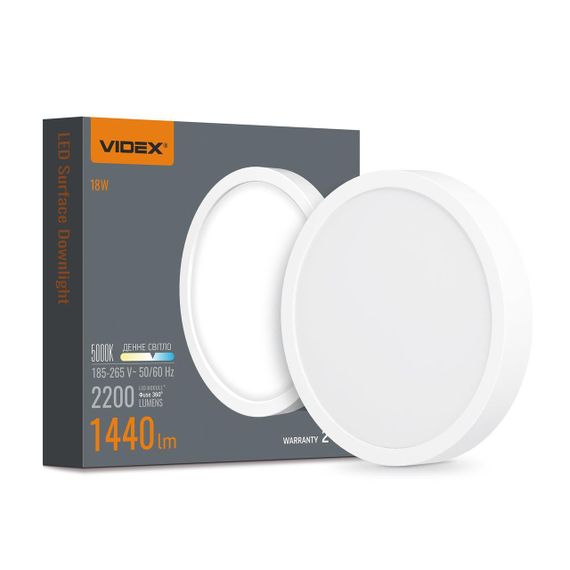 Світлодіодний світильник круглий накладний VIDEX 18W 5000K White
