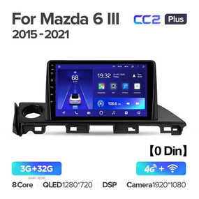 Штатна магнітола Teyes CC2 PLUS 3+32 Gb Mazda 6 Mazda6 III 3 GJ GL (0Din) 2015-2021 9"