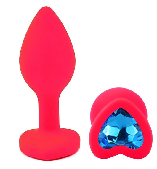 Силіконова анальна пробка EGZO - Silicone Pink Heart Plug Blue, size S Sex Aura | Зображення 1