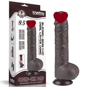 Фалоімітатор - Sliding-Skin Dual Layer Dong 9.5" Black Sex Aura