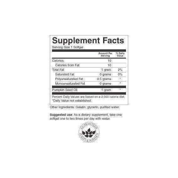 Комплекс для профілактики тиску та кровообігу Puritan's Pride Pumpkin seed oil 1000 mg 100 Softgels | Зображення 1