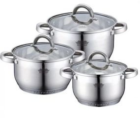 Универсальный набор кастрюль с крышками Bohmann BH-0715 из нержавеющей стали с антипригарным покрытием