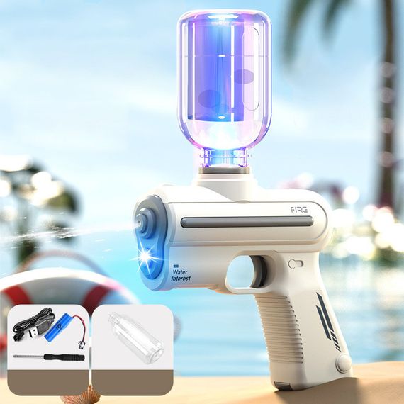 Водяний акумуляторний пістолет Water Gun 9007B (200ml) with lithium battery White | Зображення 5