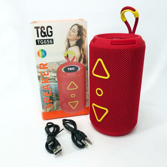 Bluetooth колонка портативная TG656 FM-радио, аккумуляторная колонка для музыки. Цвет: красный | Зображення 9