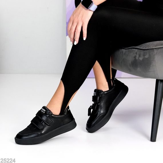 Повсякденні чорні кеди на липучках натуральна шкіра в асортименті | Зображення 4