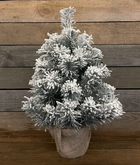 Ялинка Classic 50 см в мішковині засніжена | Зображення 1