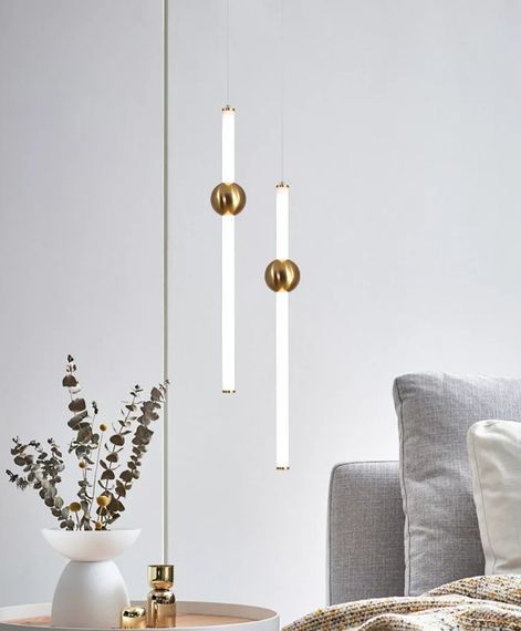 Люстра світлодіодна підвісна LED світильник для квартири на стелю лед 26271 Латунь 100-200х10х10 см. | Зображення 1