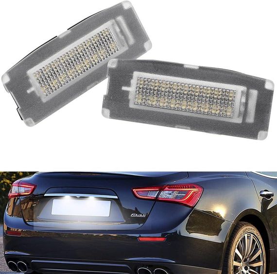 Світлодіодні ліхтарі підсвітки номерного знака NJSBYL для Maserati Ghibli (2014–2020) з білим ксеноном, OEM# 673001401 | Зображення 6