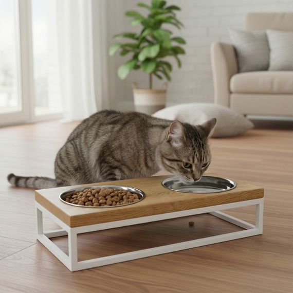 Миски на подставке для маленьких собак и котов Hollky Base S (2 × 0,45 л) BS-36187-WHNT | Зображення 1