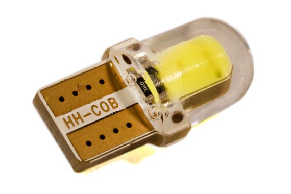 Светодиодная лампа AllLight T10  1 диод  COB 1W W2,1x9,5d 12V WHITE в силиконе МАЛЕНЬКАЯ | Зображення 1
