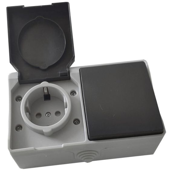 Розетка зовнішня установка 1-а з/к + вимикач зовнішня установка 1-кл. IP54 SURFACE Ny95000221