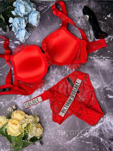 Мереживний комплект Вікторія Сикрет зі стразами, Бюстгальтер На Поролоні, Мереживний Комплект Victoria's Secret | Зображення 5