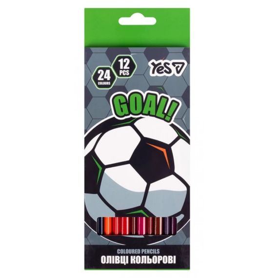 Набір кольорових олівців YES Football 290787 24 кольори 12 шт
