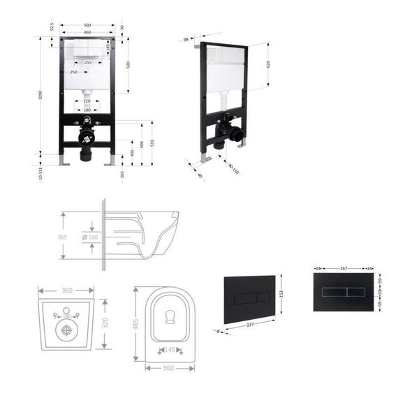 Готовое решение Qtap для ванной комнаты: подвесной унитаз Jay Rimless 485x360x320 + комплект инсталляции Standard (линейная | Зображення 1