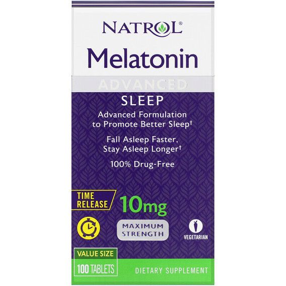 Мелатонін для сну Natrol Melatonin Advanced Sleep, Time Release, Maximum Strength 10 mg 100 Tabs NTL-07279