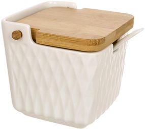 Банка Ceram-Bamboo для цукру, солі, спецій з бамбуковою кришкою відкидною 10.8х9.5см