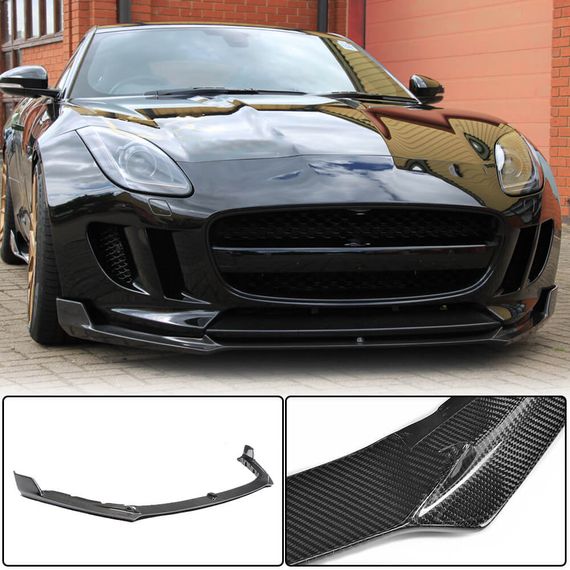 Накладка на передний бампер Lip (2013-2016, Карбон) для Jaguar F-Type